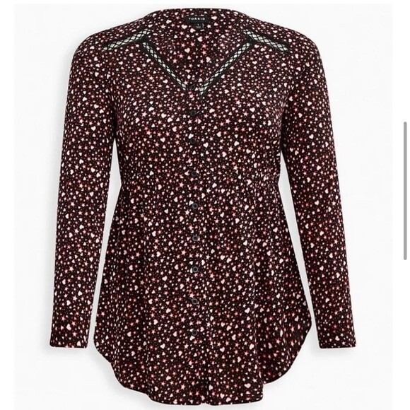 Torrid Emma Babydoll Rayon Slub Lace Trim Tunic Top 6X - Picture 5 of 15